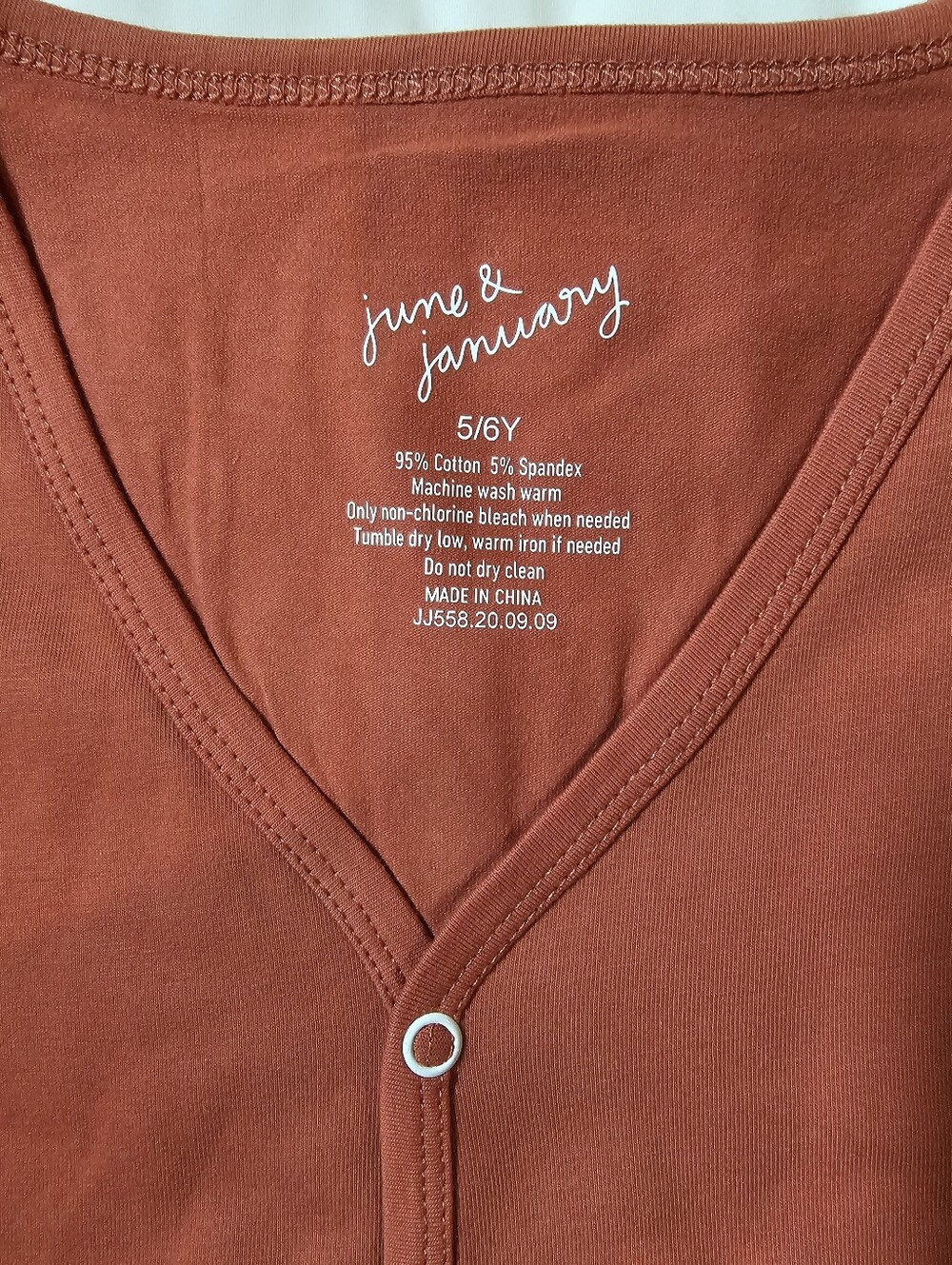 June & January Youth Snap Cardigan Top | Rust Terracotta | Size 5/6Y - Picture 6 of 6